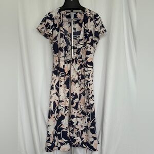 Leith Blue and Cream Flutter Sleeve Wrap Maxi Dress